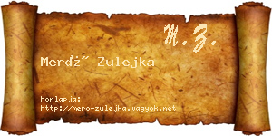 Merő Zulejka névjegykártya